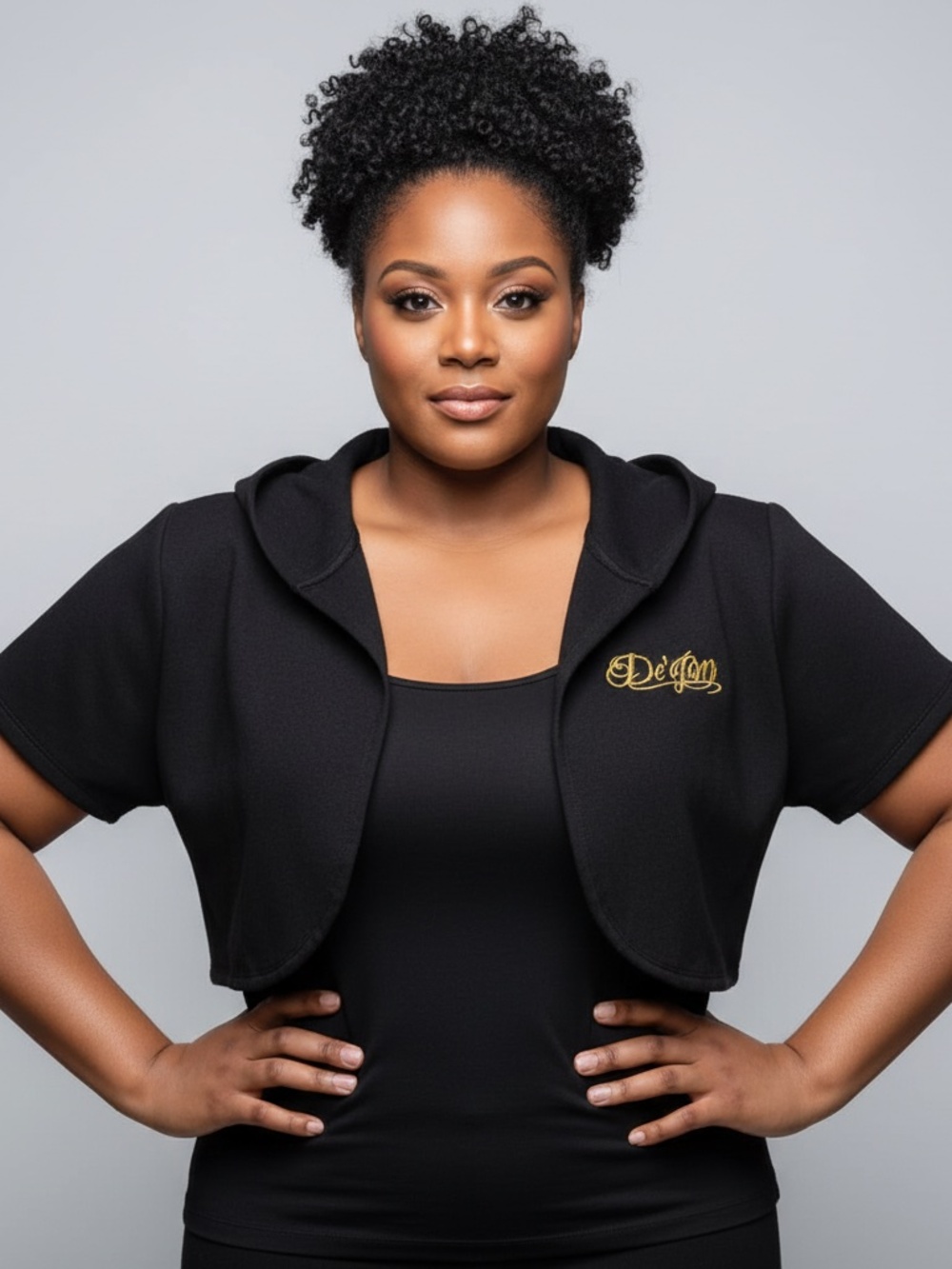 DEREON Black Cotton Cardigan Short Sleeve 2X PLUS SIZE Y2K 00's